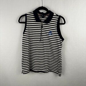 Tommy Hilfiger Polo Sleeveless Women's Striped 1/4‎ Zip With Anchor Logo Size M